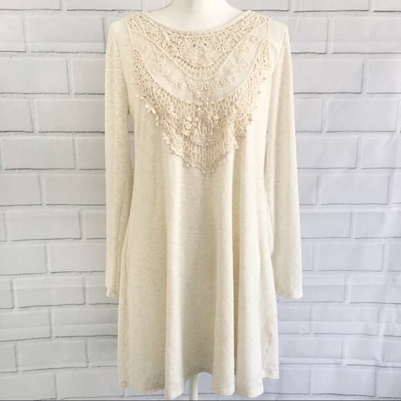 BoBel Ivory Longsleeve Embroidered/Crochet Design Dress Size Medium - Picture 1 of 8